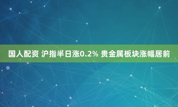 国人配资 沪指半日涨0.2% 贵金属板块涨幅居前
